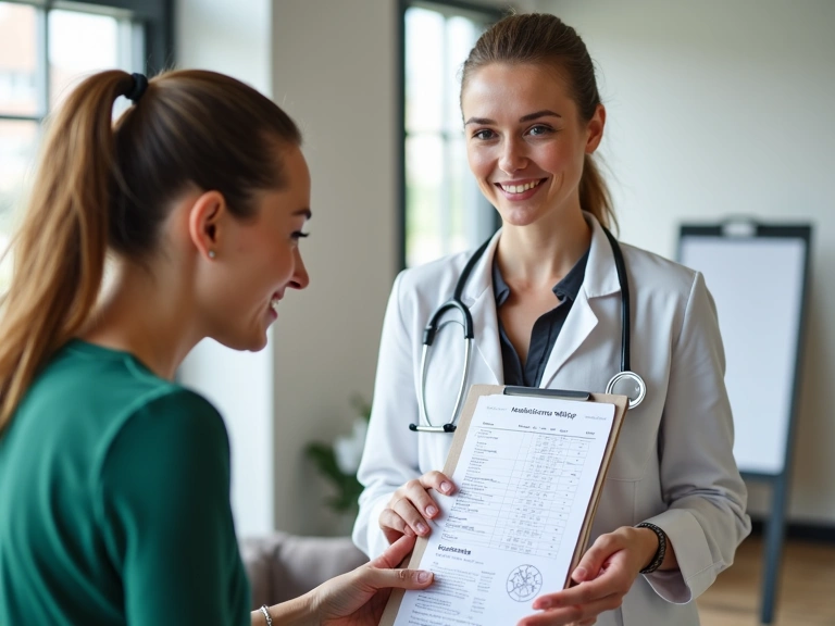 Nutritionist consulting with a client in a bright, modern office